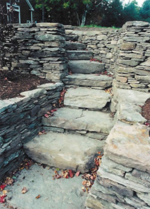 Stone walls with steps for a New Hampshire landscape